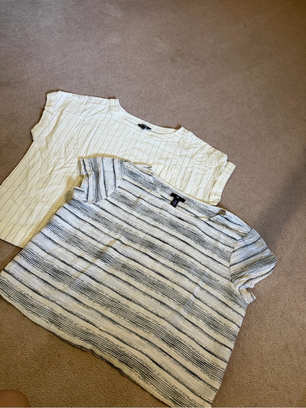 GAP Striped Knit Short Sleeve Top - Cream and Black